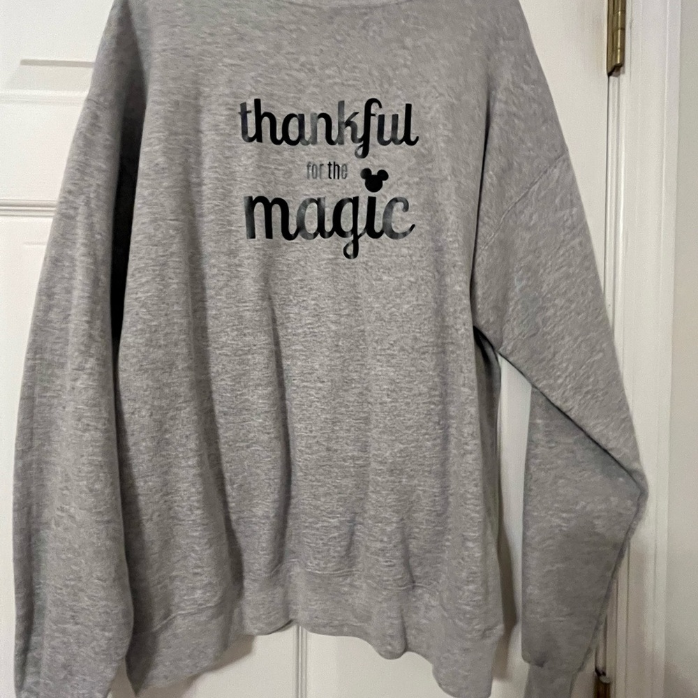 Hanes Gray Women's Sweater with 'Thankful for the Magic' Design